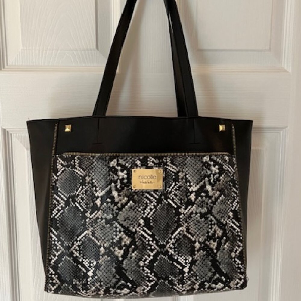 NICOLE MILLER | Snake Skin Print Tote Shoulder Bag Vegan-EUC
